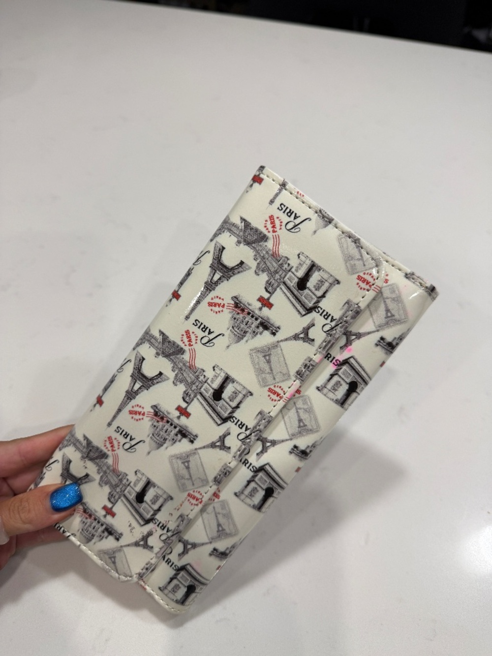 Vintage Paris Landmark Graphic Tri-Fold Long Wallet